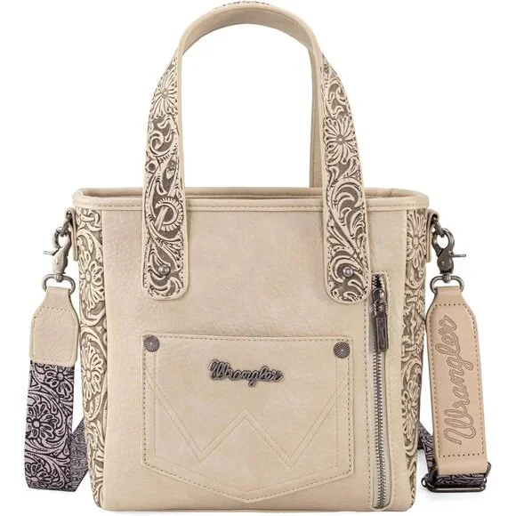 Wrangler Cowhide Tote Bag for Women Western Tooling Handbag Leather Fringing wit
